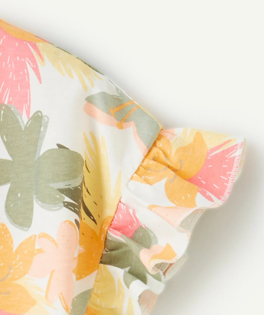 chemise de nuit fille en coton bio blanche imprimé à fleurs
