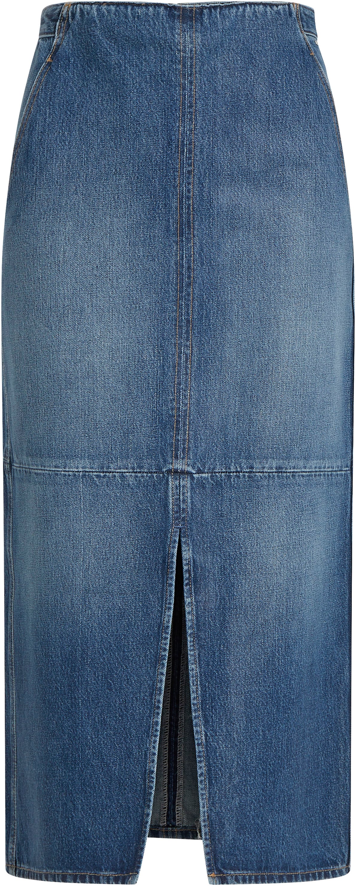 Tommy Hilfiger Bleistiftrock »DNM MIDI SKIRT HW BETH CTD« Webrock mit Tommy Hilfiger Flagge