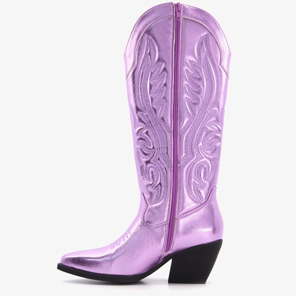 Blue Box dames western boots paars metallic