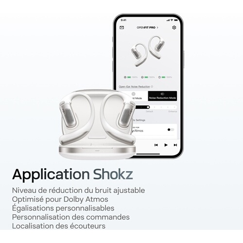 Ecouteurs Shokz sans fil à conduction aérienne True Wireless OpenFit Pro avec réduction de bruit Blanc