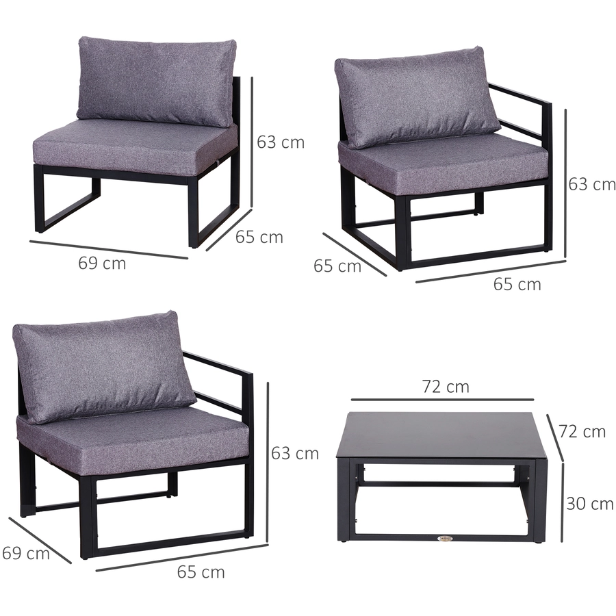 Outsunny Gartensofaset für 4–5 Personen grau