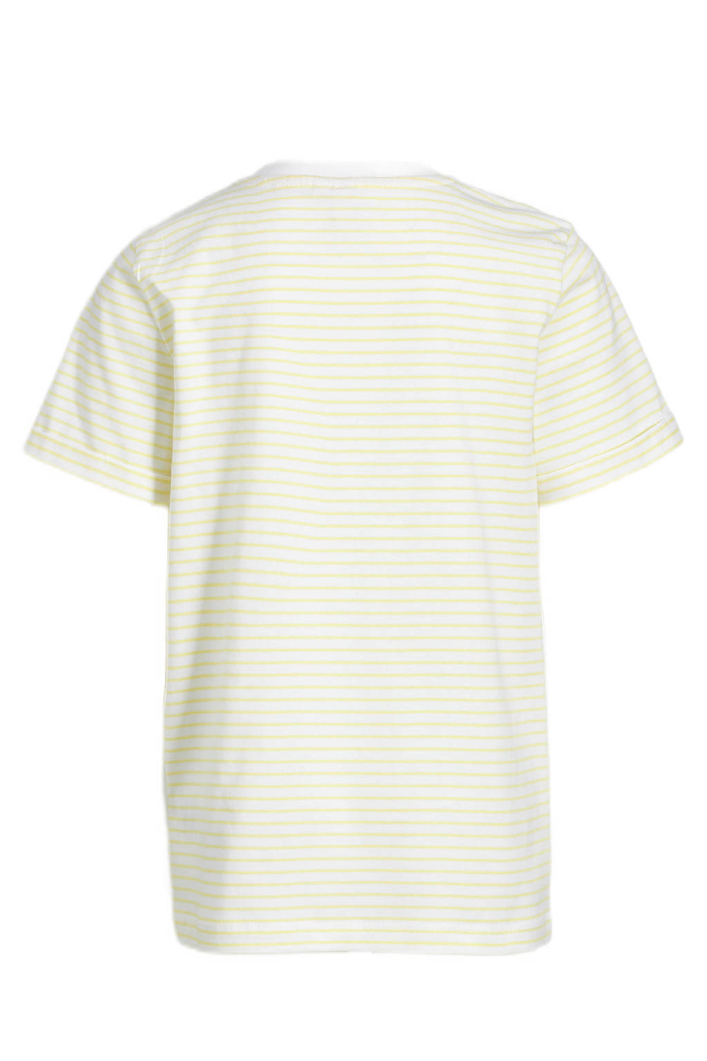 PIECES KIDS gestreept T-shirt LPRIA van katoen geel/wit