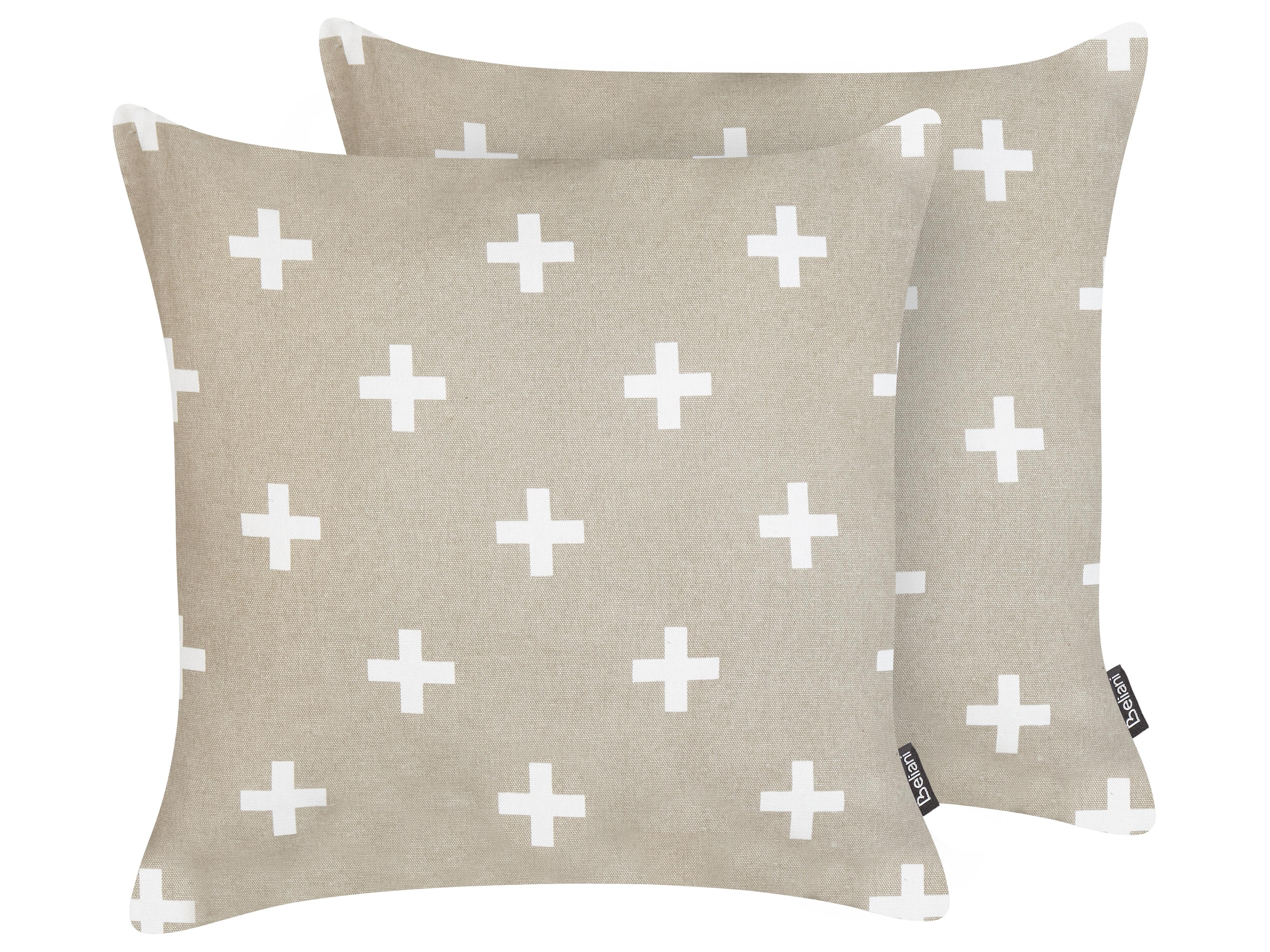 Set van 2 sierkussens VELLEIA Katoen 45 x 45 cm Taupe geometrisch patroon