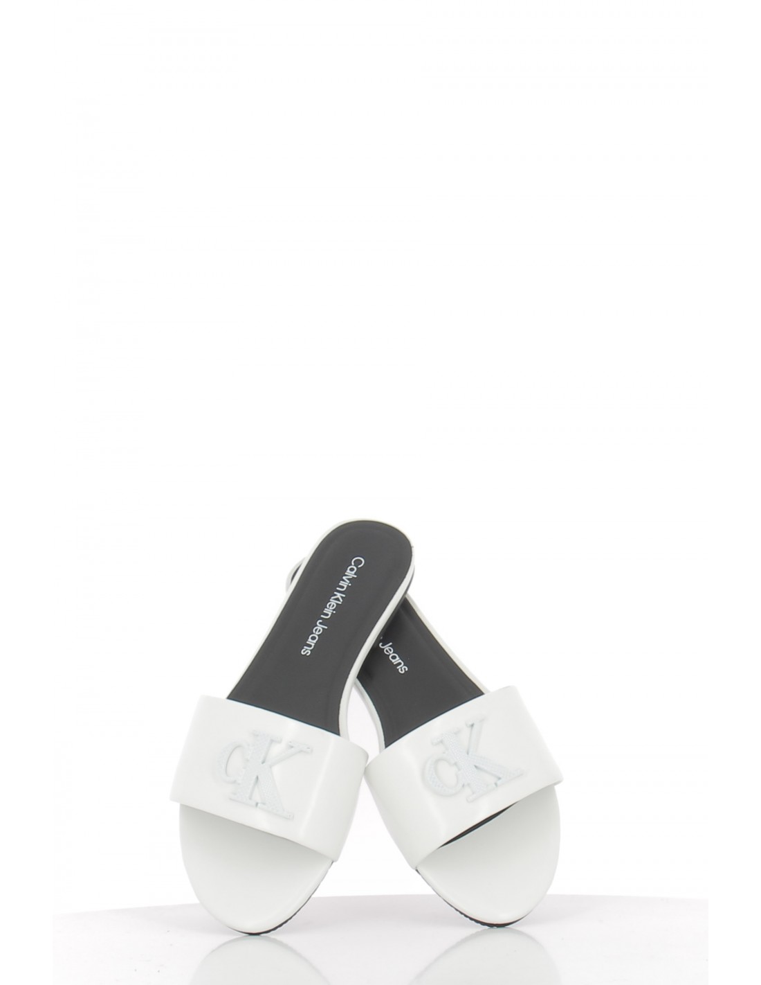calvin klein Claquettes femme flat sandal slide blanc