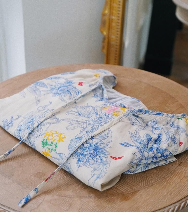 Sweetzer - Pyjamatop met lange mouwen en bloemenprint / Loungebroek / Midi-slaapjurk / Set