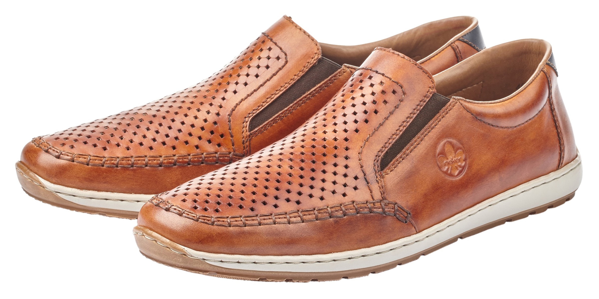 Rieker Slipper  Slip on Sneaker, Schlupfschuh, Loafer mit perforiertem Blatt
