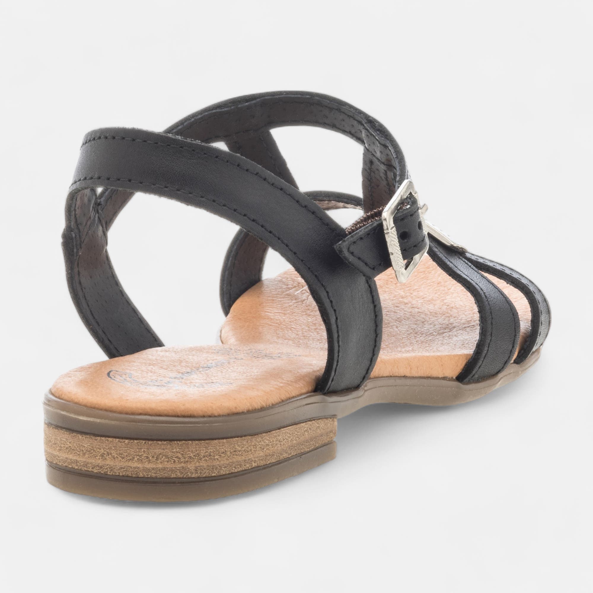 Sandales Femme en cuir noir