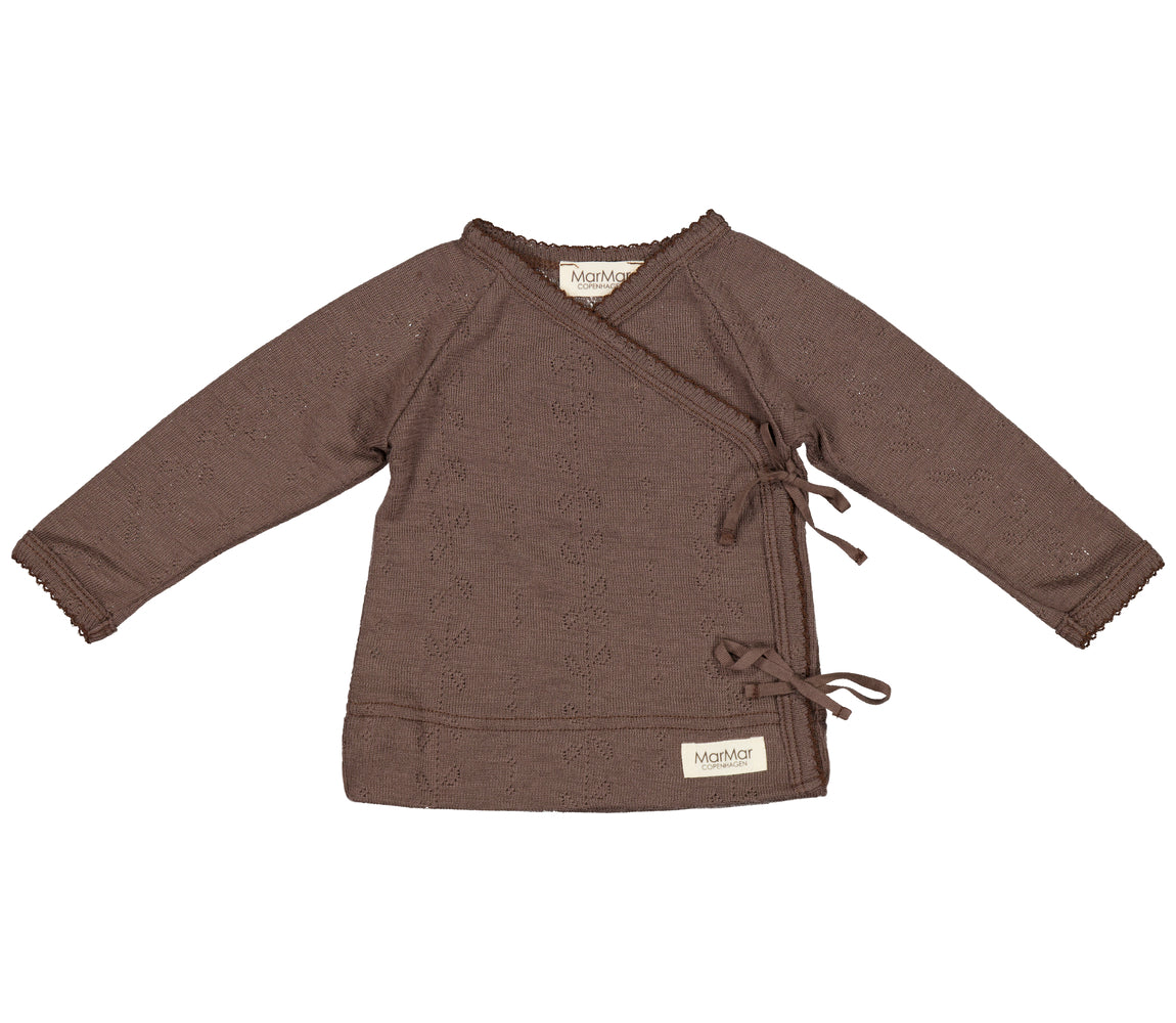 Tut Wrap LS, Uld Pointelle Bluse - Terre