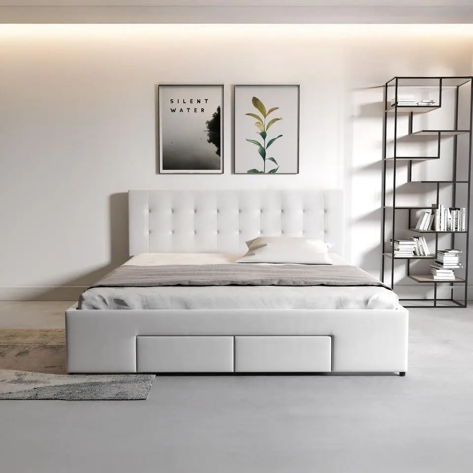 Meubella - Tweepersoonsbed Milo - Wit - 140x200 cm
