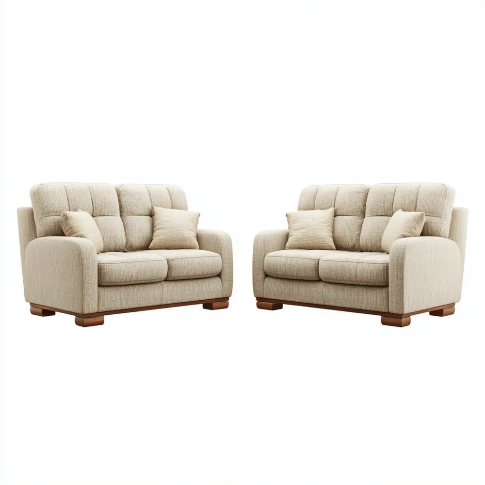 2-Sitzer-Sofagarnitur 165x90x95 cm Stoffbezug Beige – Klassisches Design