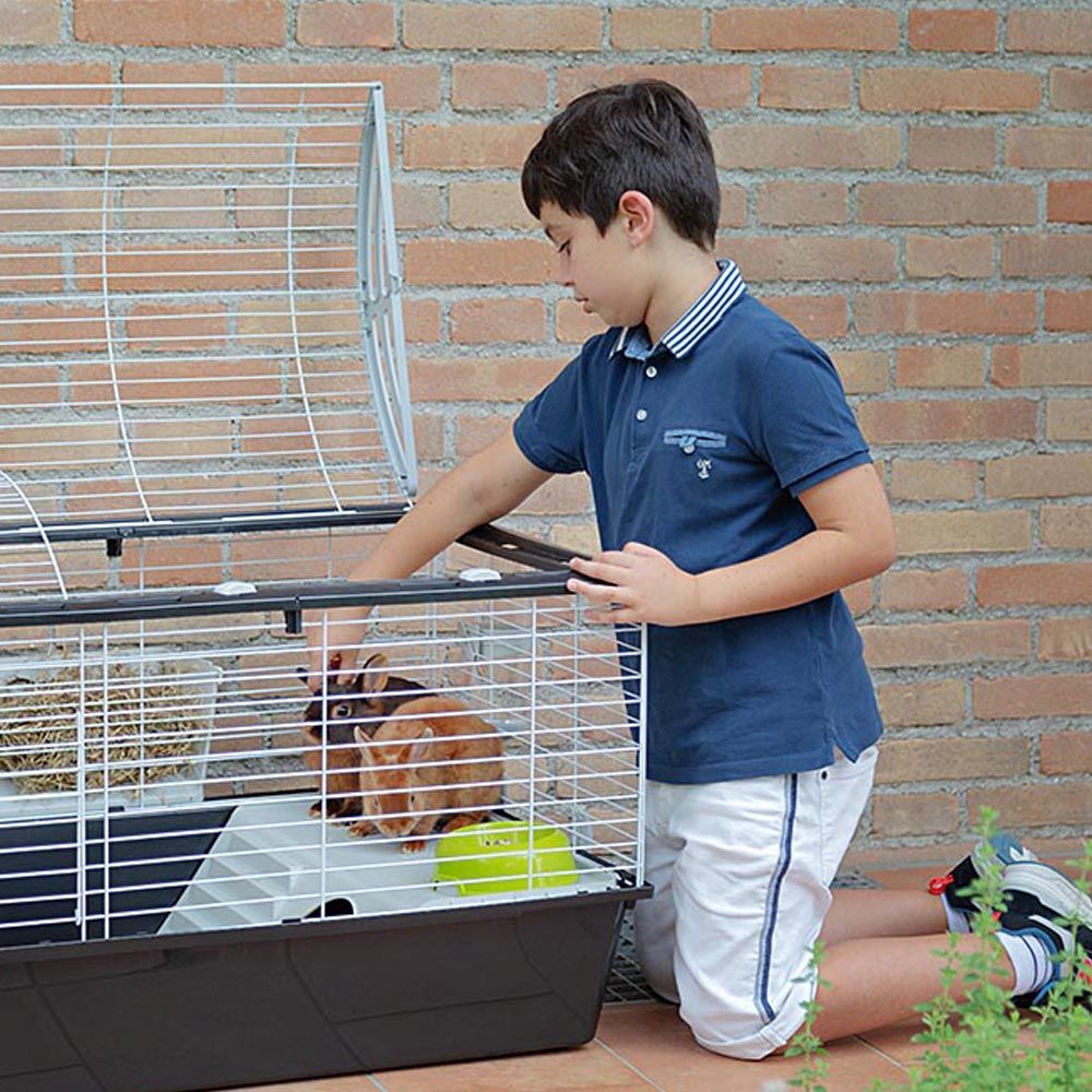 Ferplast cage pour rongeurs casita 120 pour lapins, cochons d'inde, cochons d'inde, en métal, accessoires inclus : mangeoire,