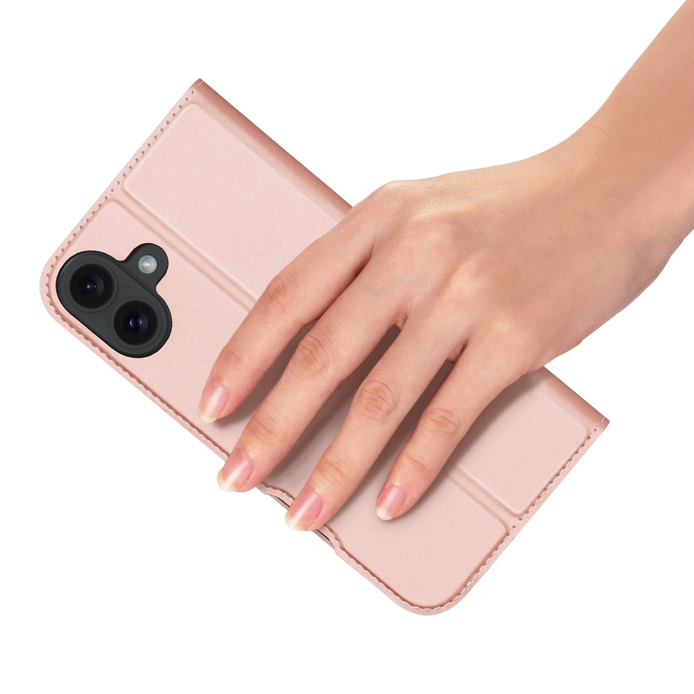 iPhone 16 Flip Wallet Cover Leder Tasche - Roségold