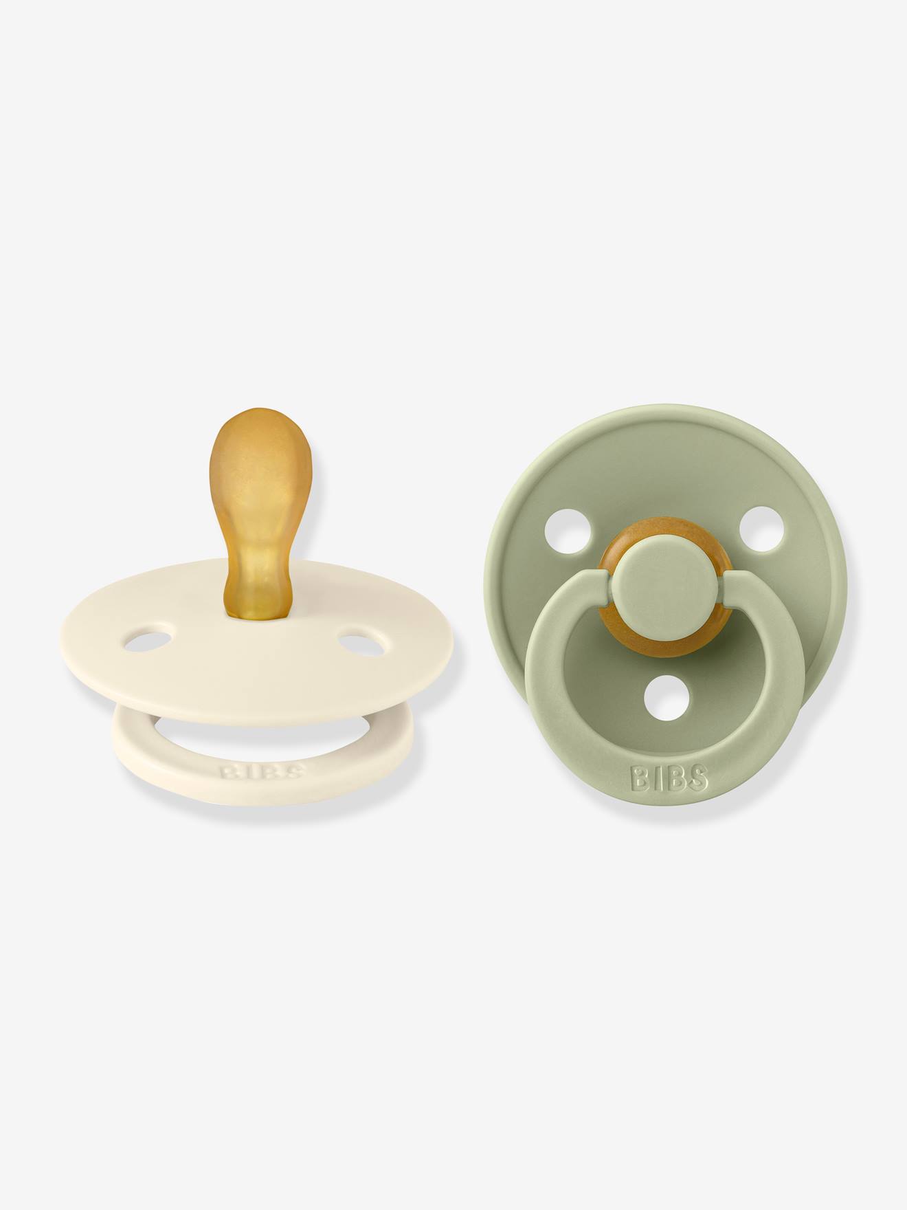 Pacote com 2 chupetas BIBS Colour, tamanho 2 para bebês de 6 a 18 meses, cor argila.