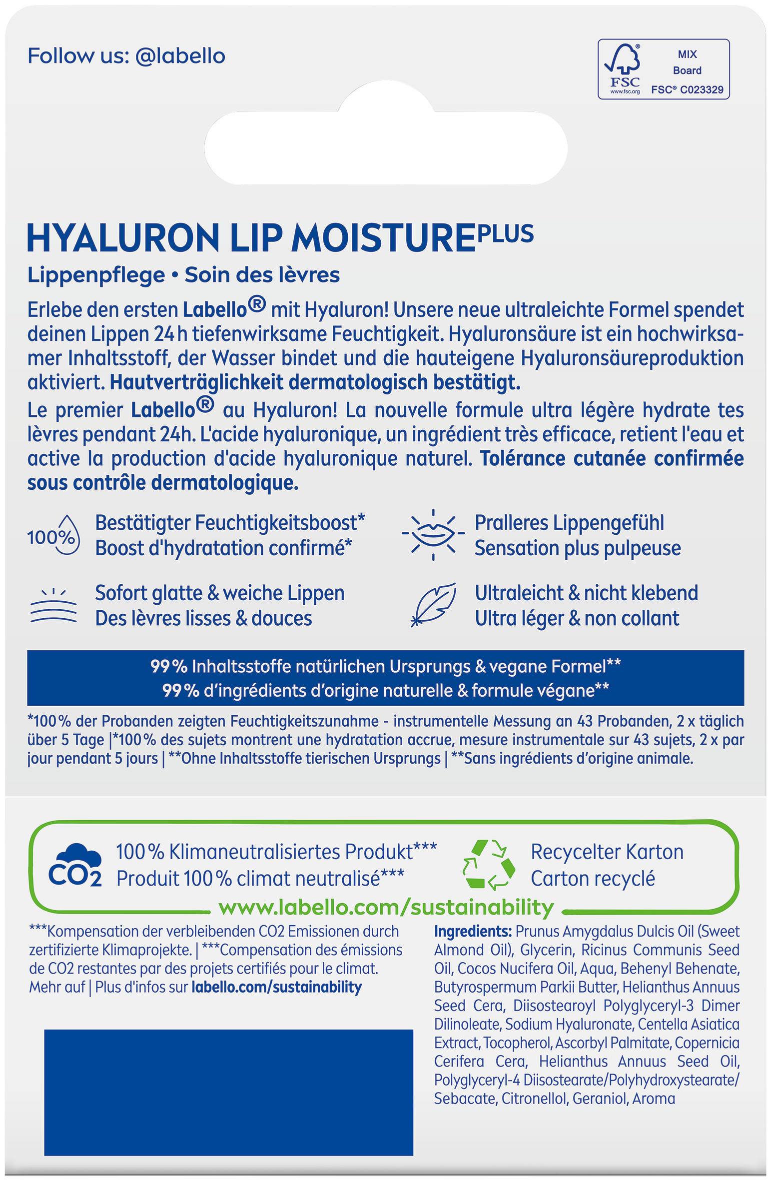 Labello Hyaluron Lip Moisture<br>5.2 ml, Stick, Plus