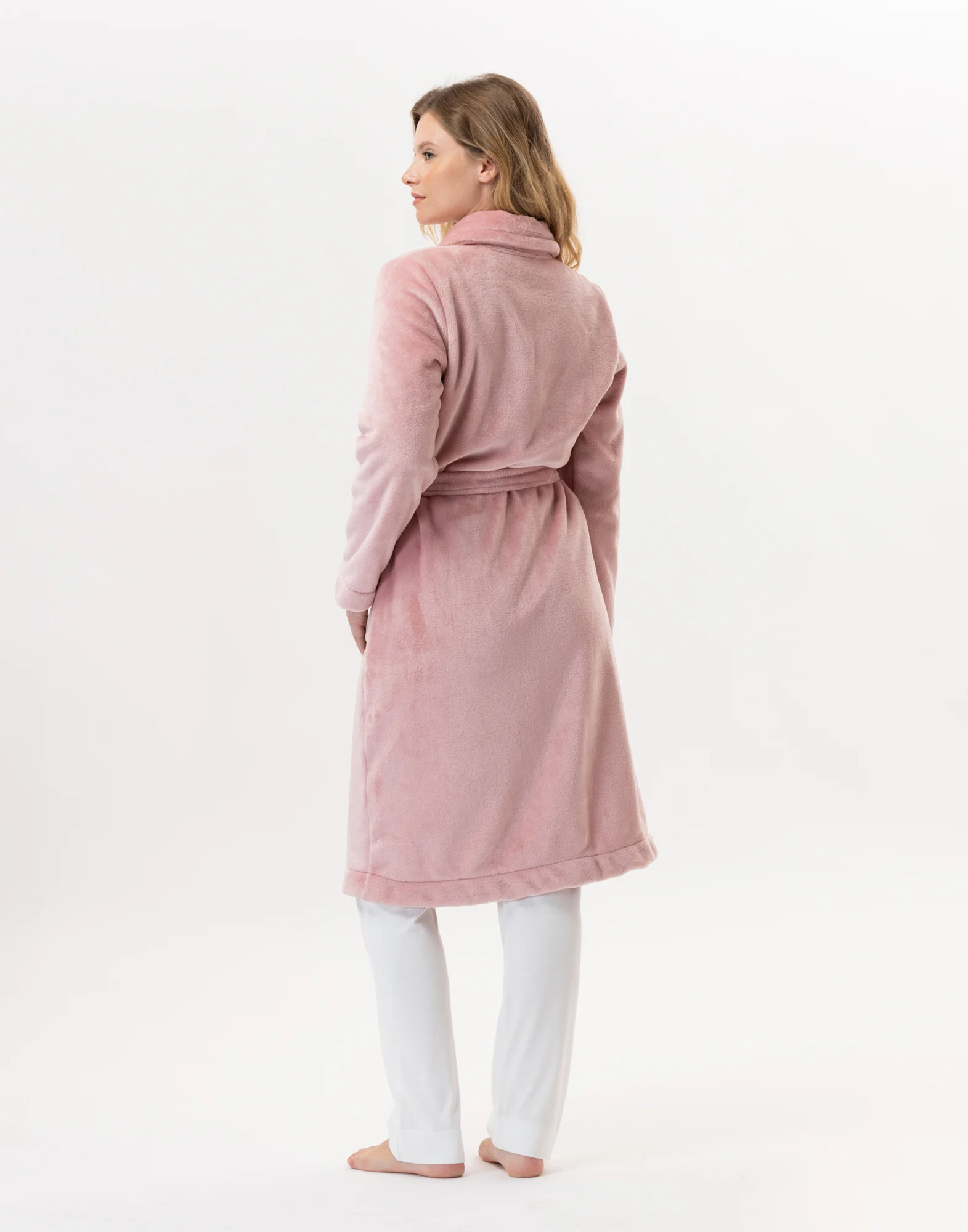 ESSENTIEL H51B - Robe de chambre en peluche flanelle | Rose