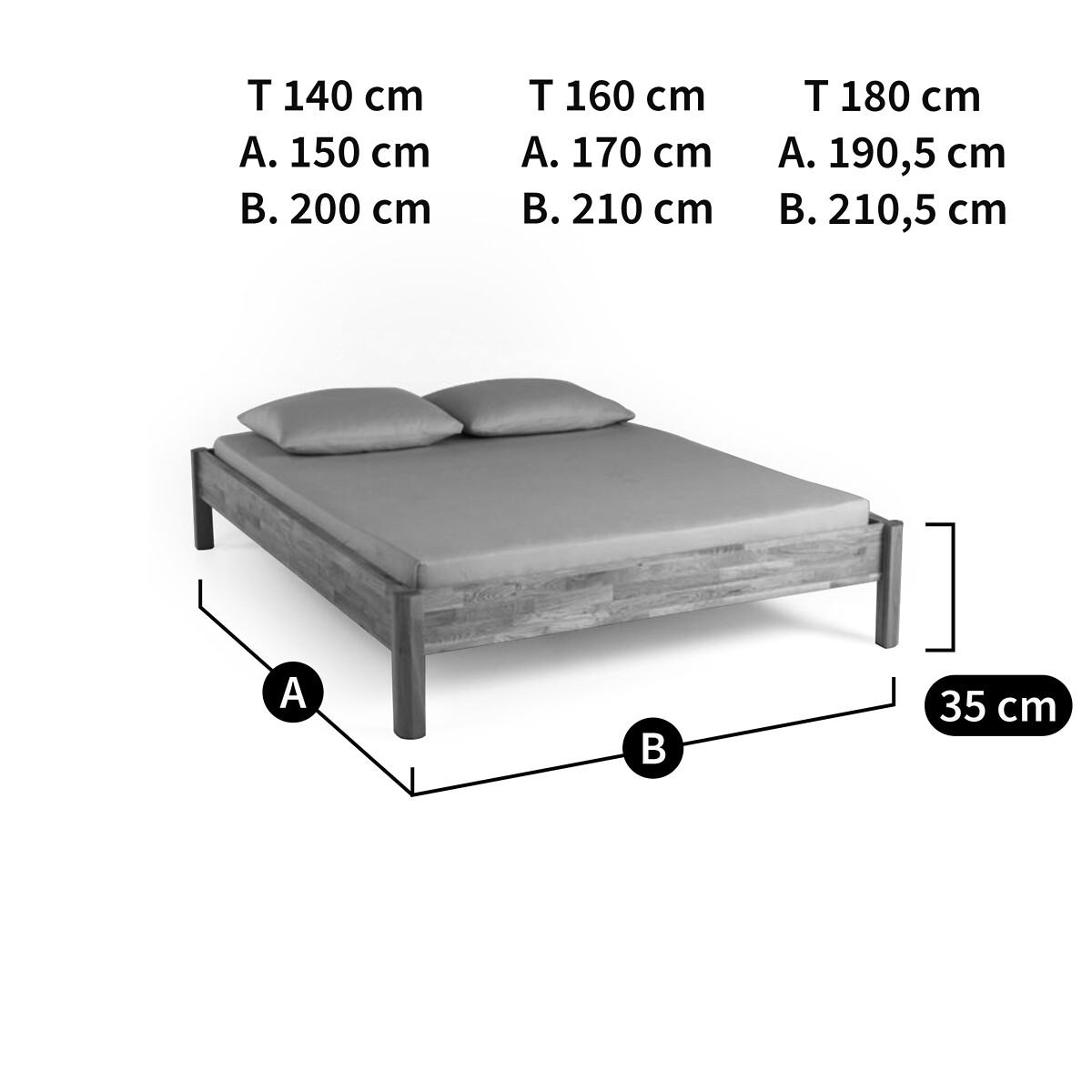 LA REDOUTE INTERIEURS<br>Cama de carvalho maciço com estrado de ripas, Zulda