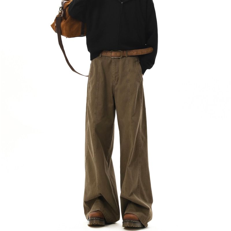 VEAZ - Mid Rise Plain Wide Leg Broek