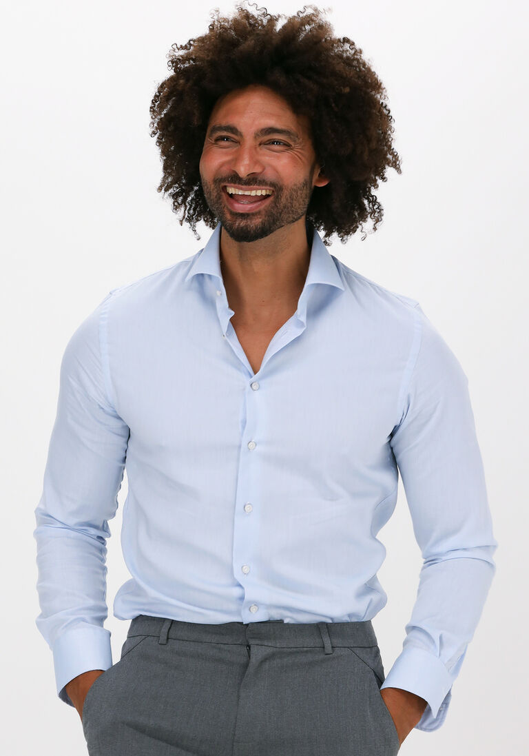PROFUOMO lichtblauwe profuomo klassiek overhemd fine twill - slim fit - non iron