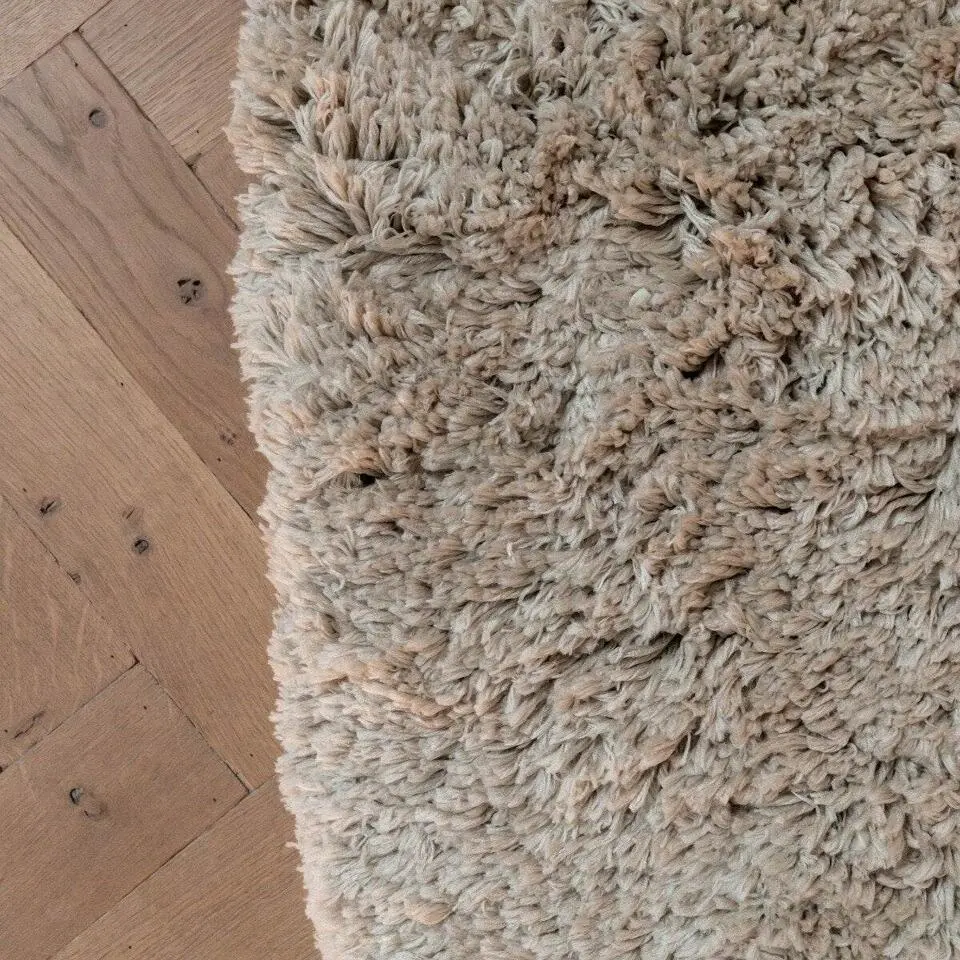 Interieur05 rond Hoogpolig Vloerkleed Polyester Pilo Beige - 120 x 120 cm