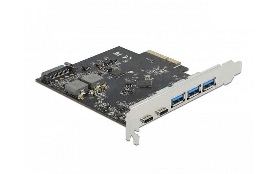 PCI-Express-Karte USB 3.1 Gen2 - 2x USB-C + 3x USB-APCIe-Schnittstellenkarte mit fünf USB-3.1-Anschlüssen (Typ-C und Typ-A)