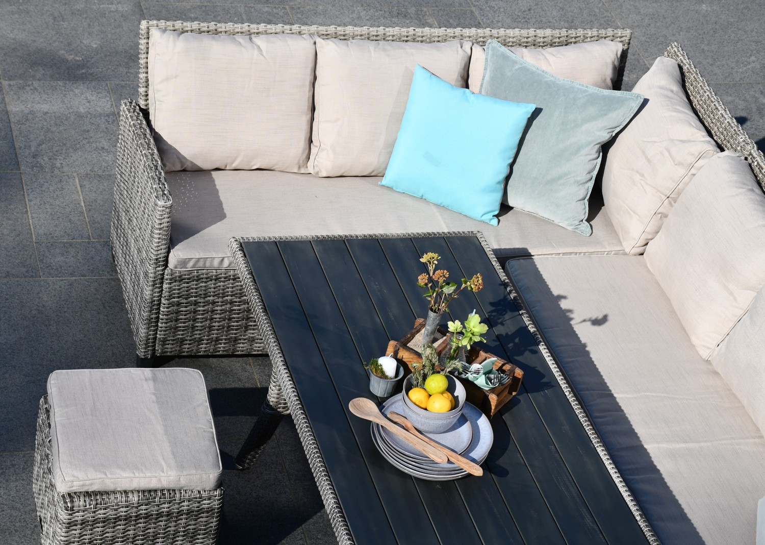 Lounge-Set - grau - für 8 Personen - inklusive Kissen