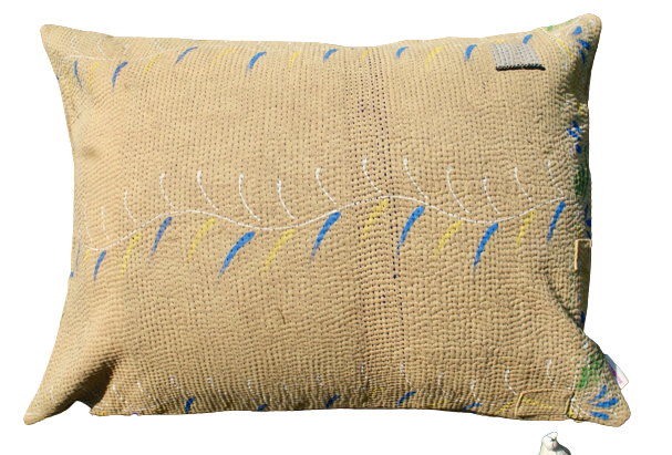 Kussen Kantha vintage 50x70 cm lightbrown blue