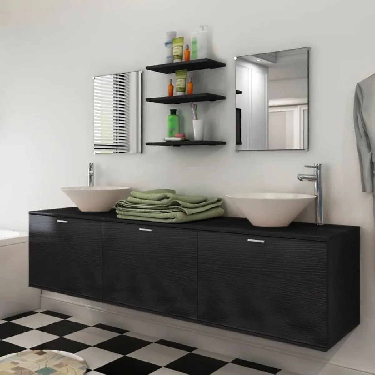 vidaXL Mobilier et Lavabo Noir