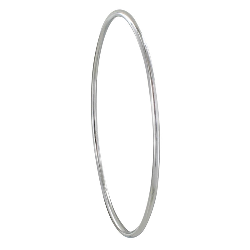 Bracelet Argent Rhodié Jonc Très Fin Rond 6,2cm