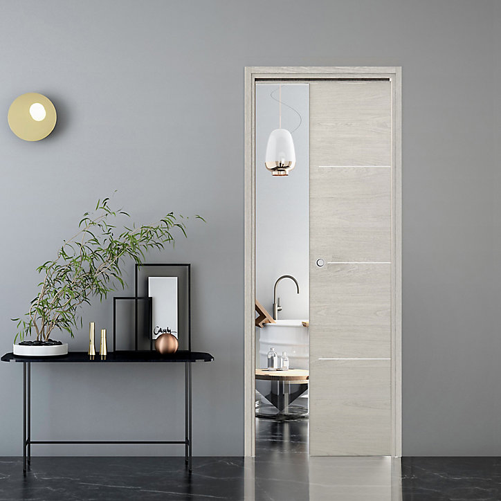 Porte coulissante Triaconta grigio H.204 x l.93 cm