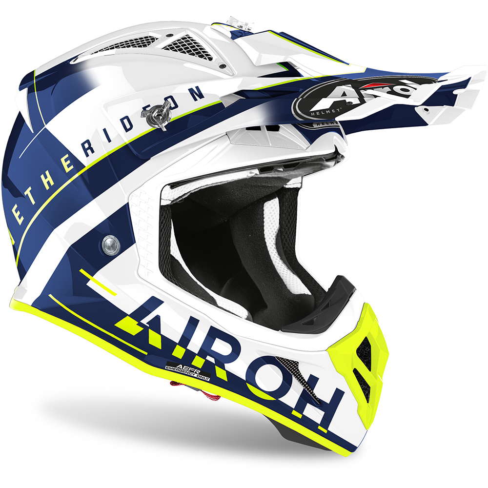 Airoh - Casque Aviator Ace Amaze Jaune / Bleu / Blanc brillant