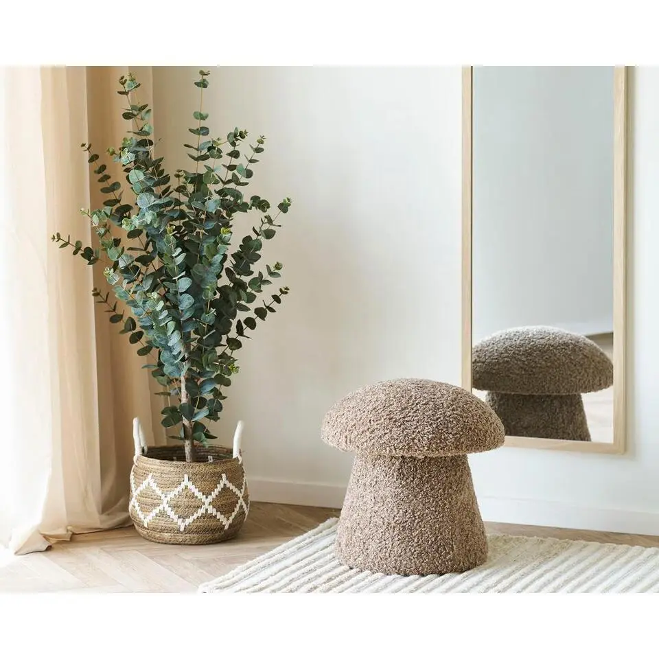Hioshop Gida poef Ø45cm imitatiebont bruin