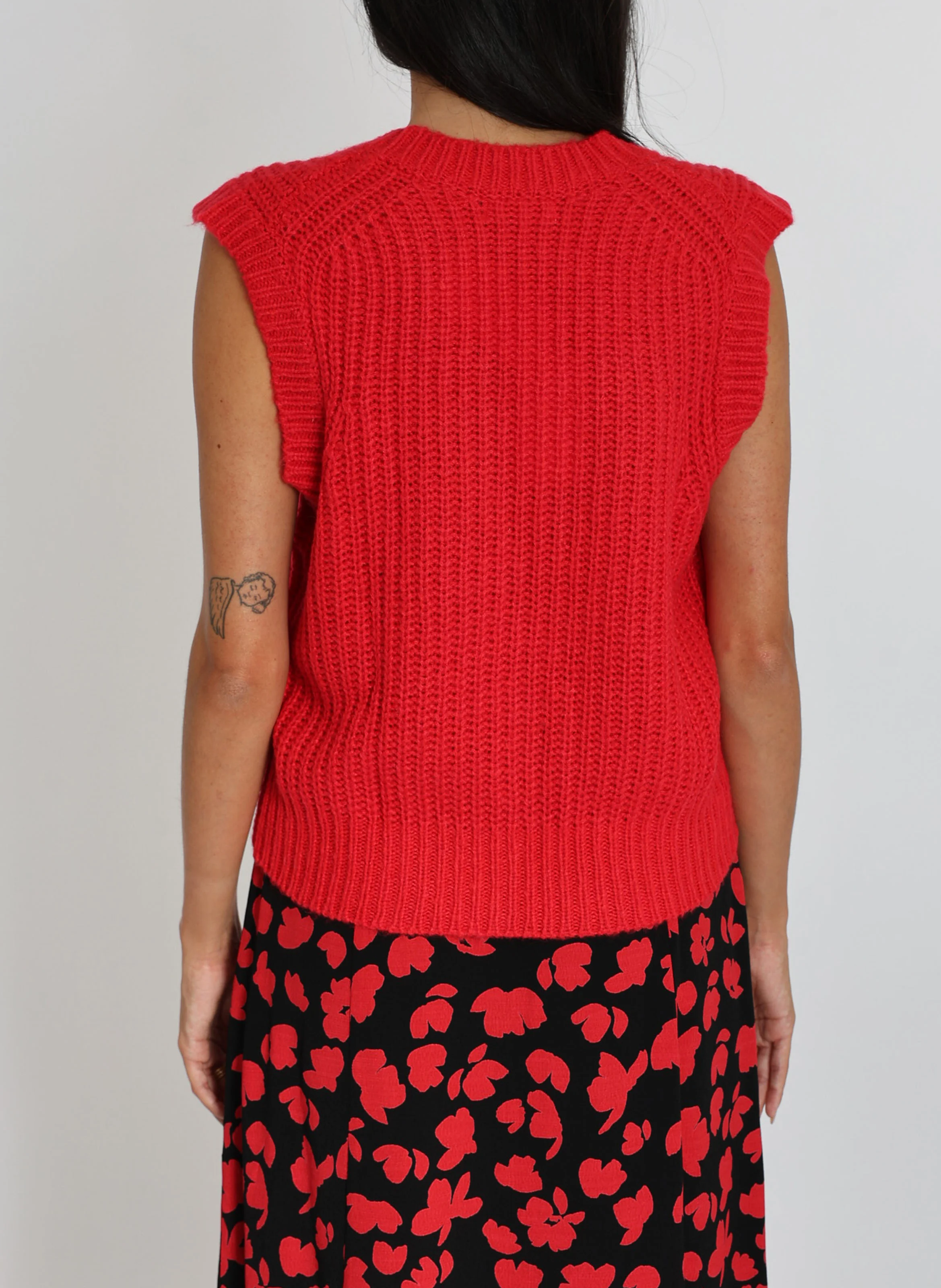 LANA - Pull droit en maille | Rouge
