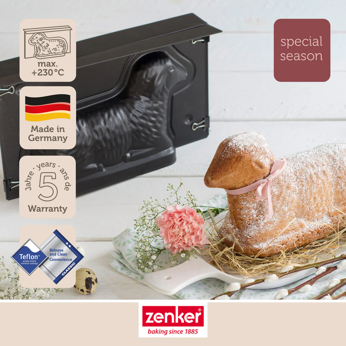 Moule à gâteau 3D en forme d'agneau pascal Special Season Zenker