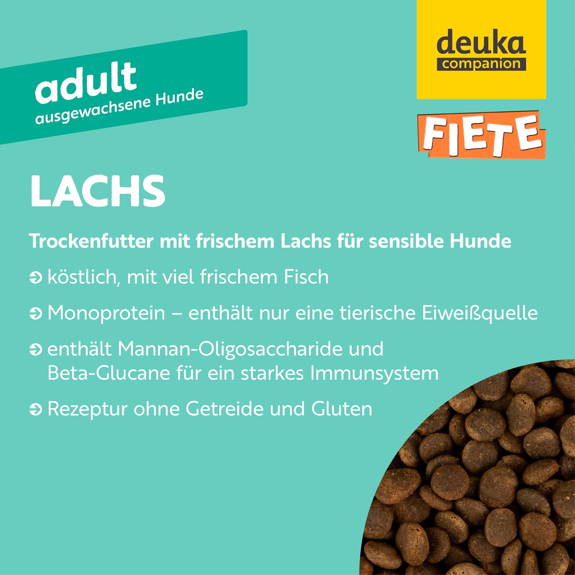 FIETE Adult Lachs - Getreidefreies Trockenfutter für Hunde