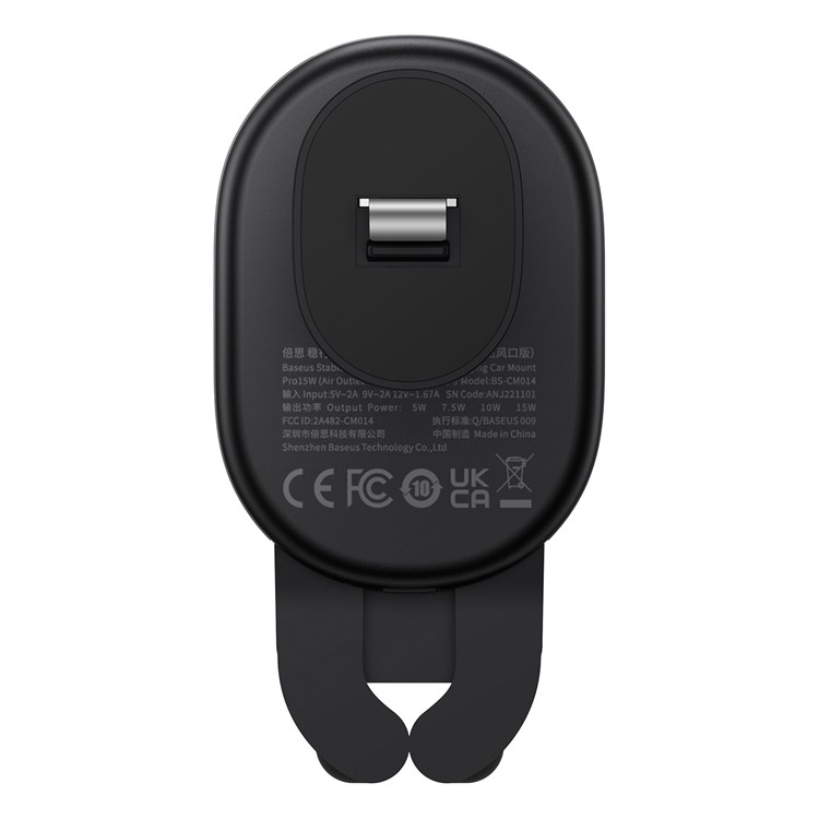 (15W) Verstellbare Qi Wireless Charge Auto KFZ Smartphone Halterung Ladegerät für Air Frame Lüftungsgitter - Schwarz