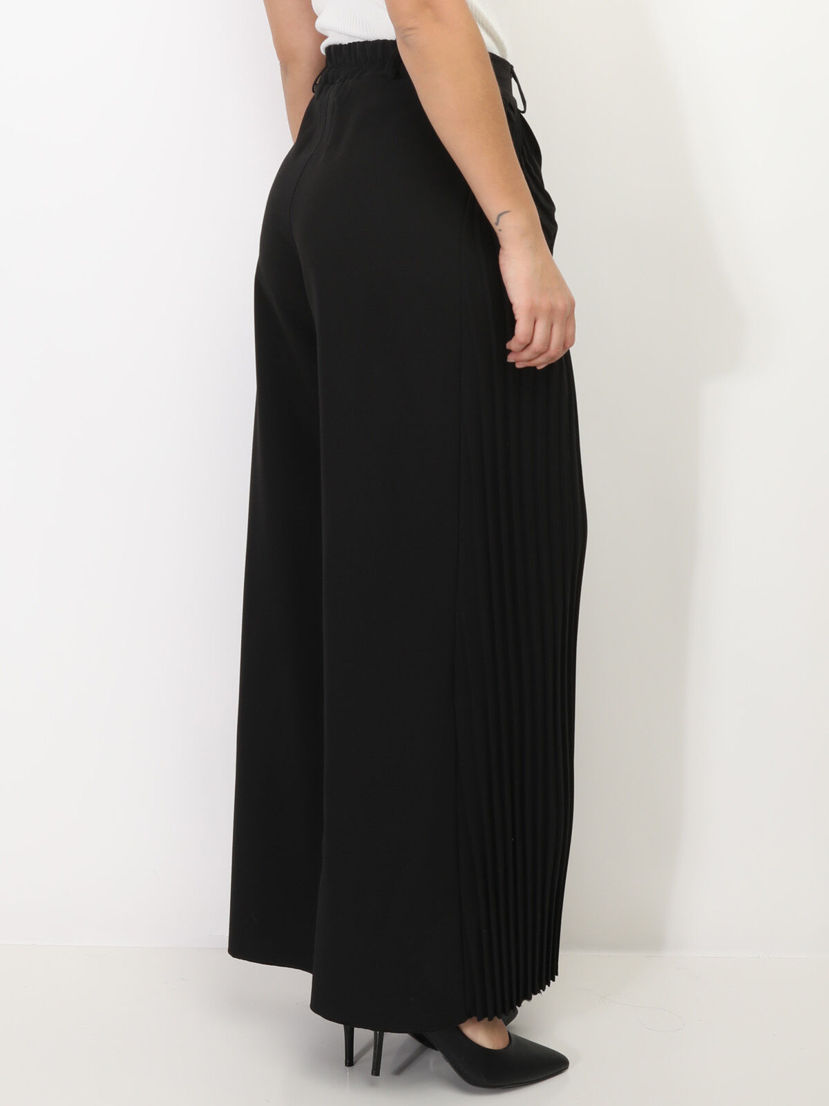 Pantalon de costume palazzo plissé- Noir