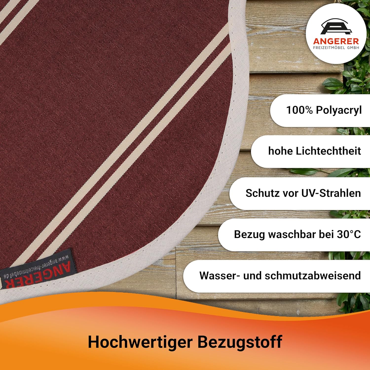 Angerer Klemmmarkise Exklusiv mit Handkurbel, Terrasse/Balkon, einfache Montage ohne Bohren, Made in Germany, hochwertiger Stoff, UV-beständig, höhenverstellbar, wasserabweisend, 300 cm Bordeaux