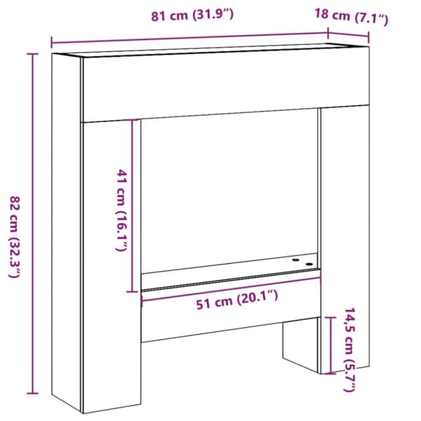 vidaXL Peisramme gammelt tre 81x18x82 cm konstruert tre