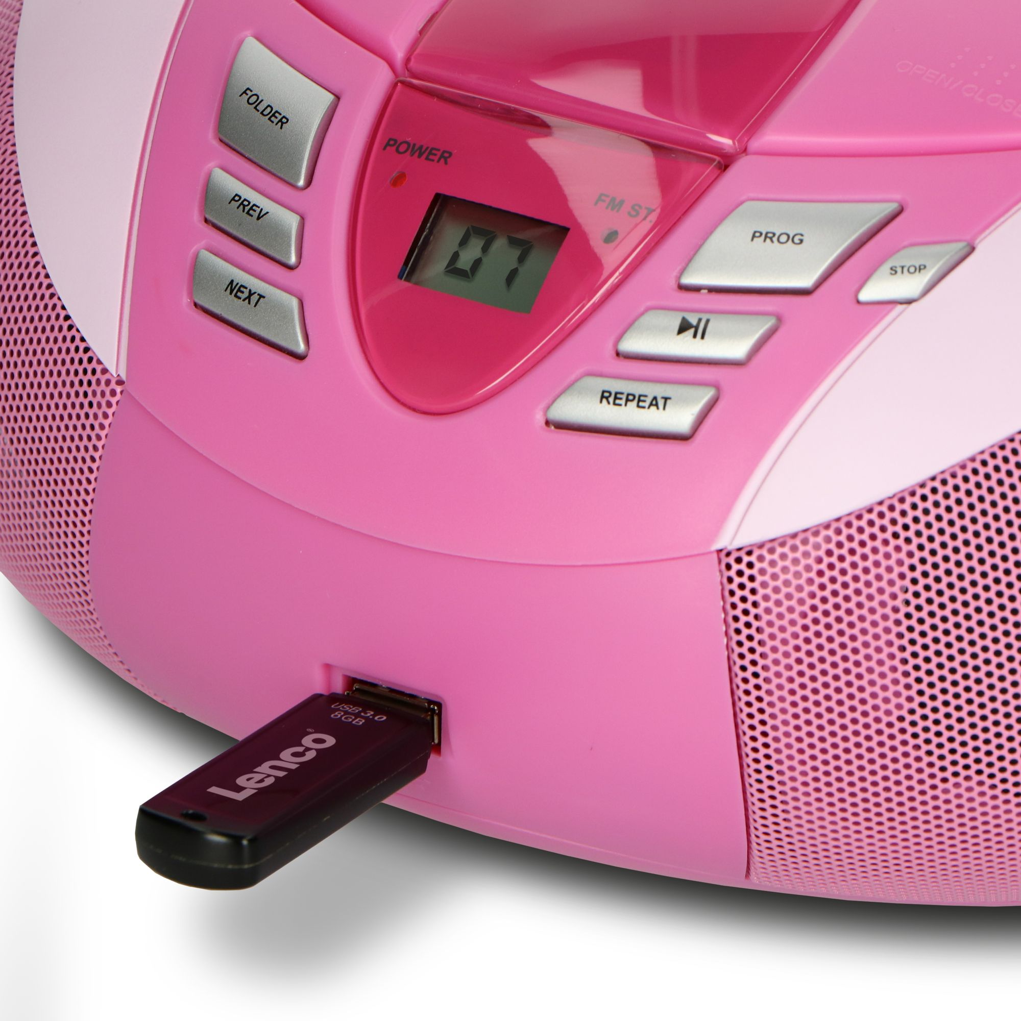 Lenco SCD-37 USB draagbare FM radio - Pink