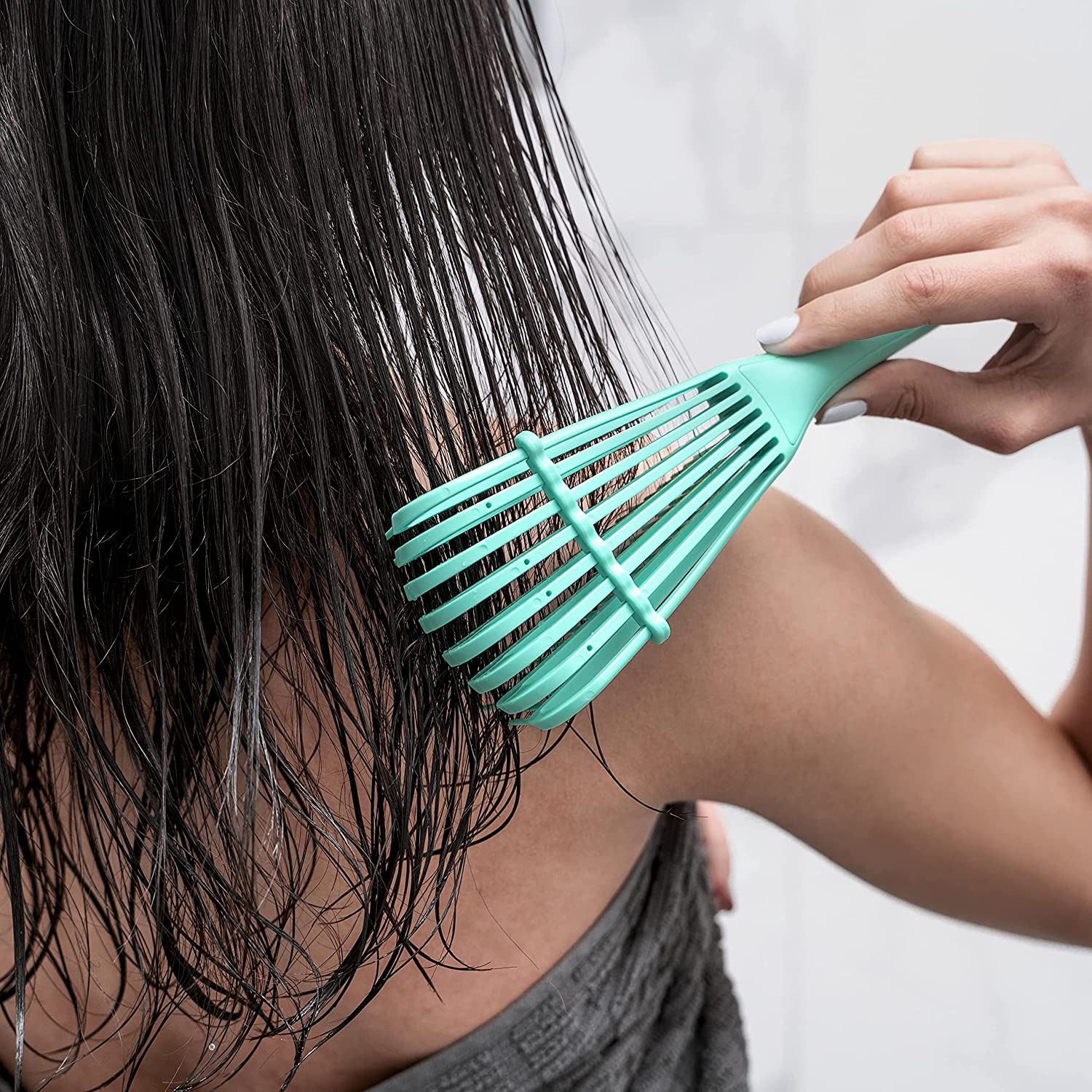 (2er Set) 65-70mm Verstellbare Locken Styling Haarbürste Kopf Massage Bürste Detangling Brush - Schwarz / Rosa