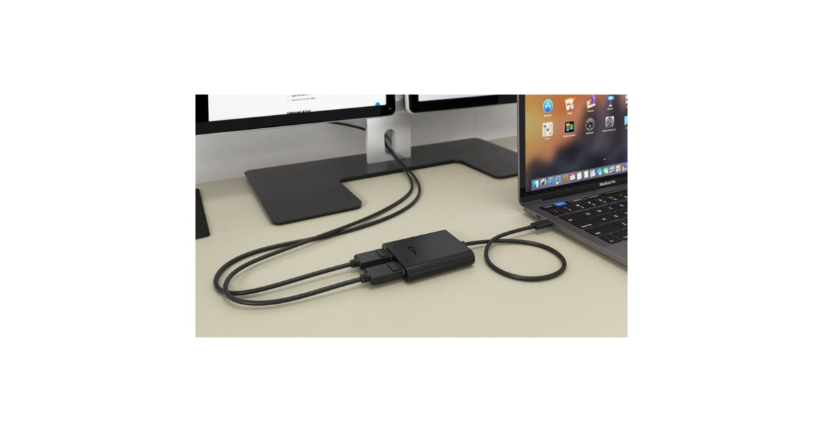 i-tecUSB-C > Dual DisplayPort adapter  (Zwart, 0,3 meter, 4K)