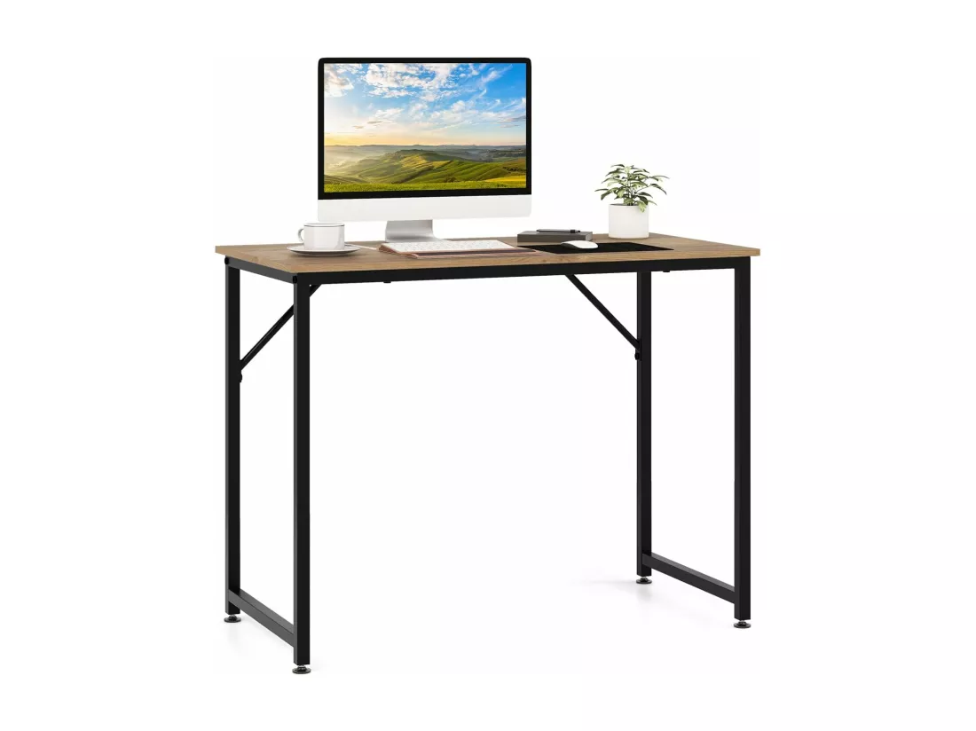 Bureau d'Ordinateur, Table Poste de Travail, Bureau Informatique, 50 x 100 x 77 cm, Style Industriel, Cadre en Métal, pour Bureau, Chambre, Salle de Réunion (Naturel)