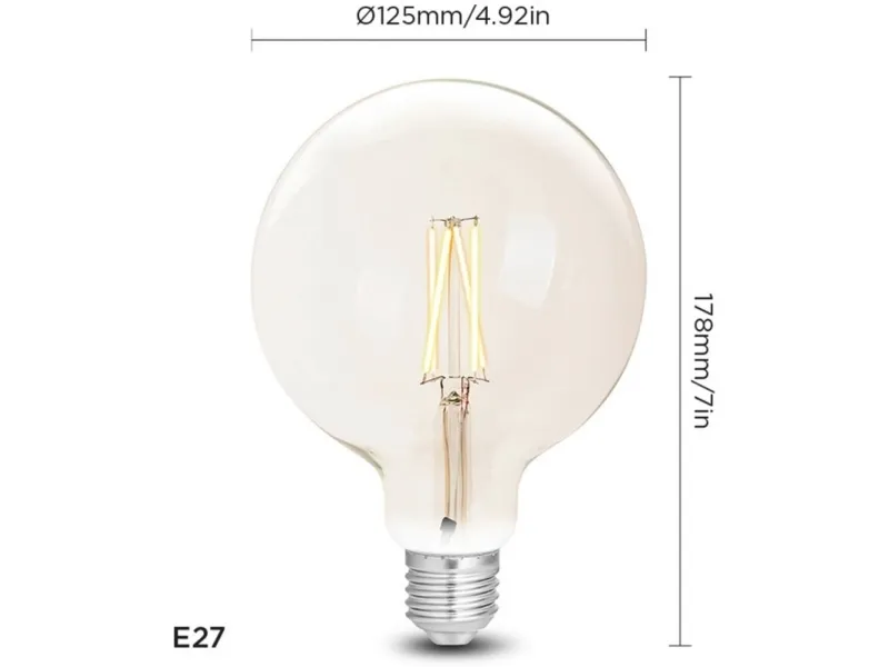 WiZ Wiz Smart Led Bulb White Clear G125 E27 Dimmable, 6.5w-60w Power