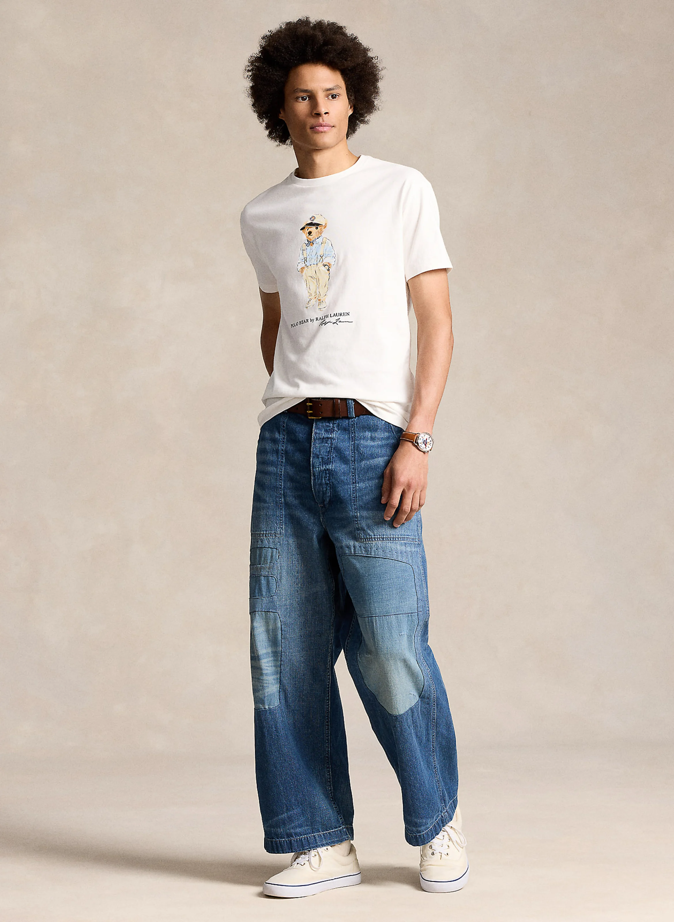 Tee-shirt col rond sérigraphié en coton| Blanc