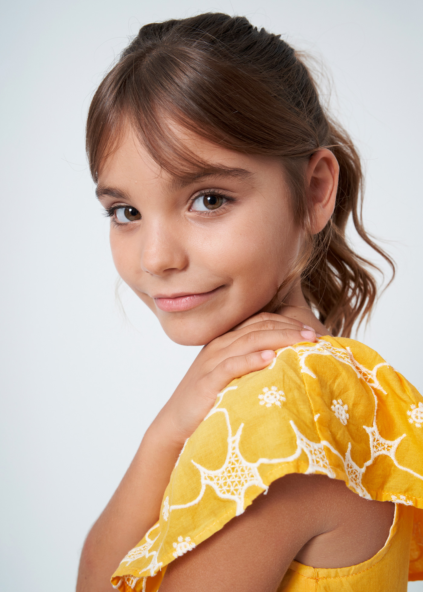 Vestido assimétrico bordado para meninas, Tile