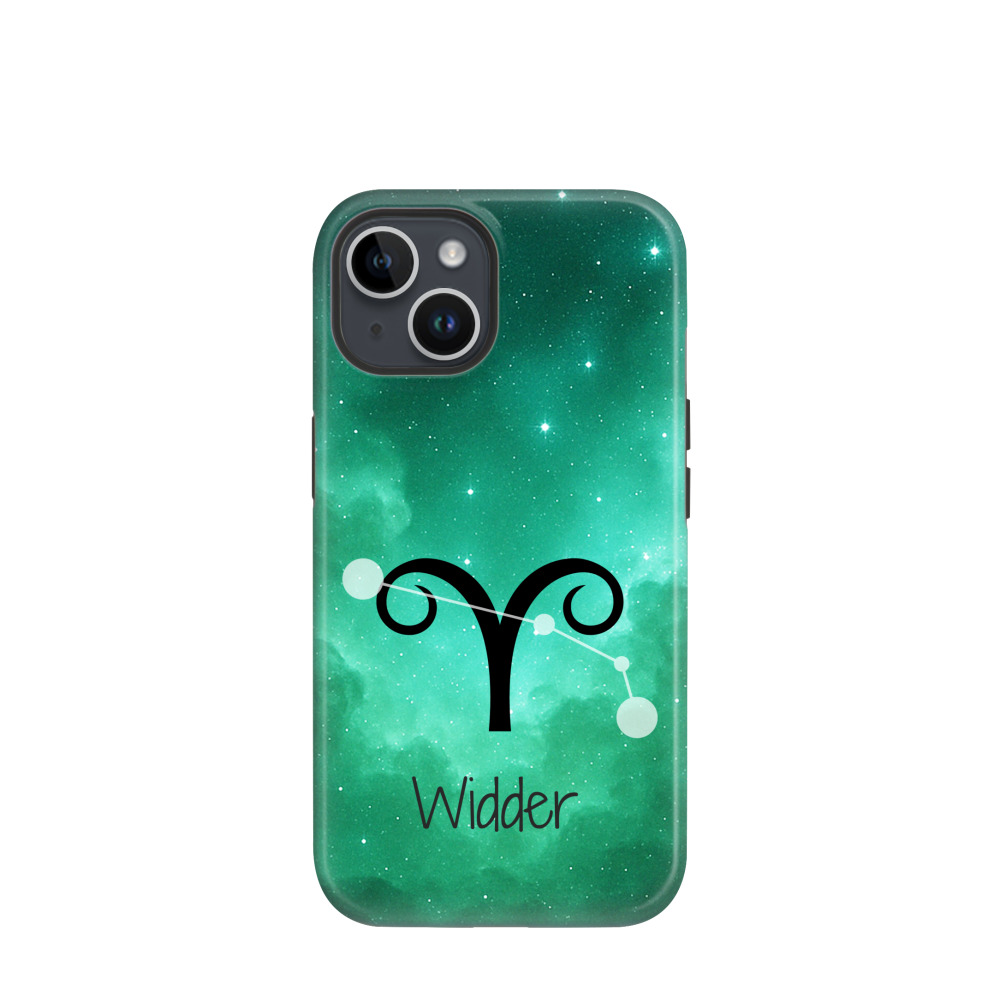 iPhone 14 Hybrid (Kunststoff / Gummi) Hülle Widder 2 - Grün