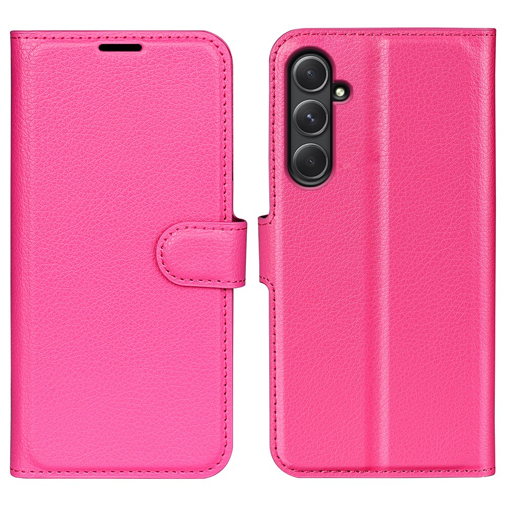 Samsung Galaxy A55 Leder Tasche Flip Cover Litchi Look - Pink