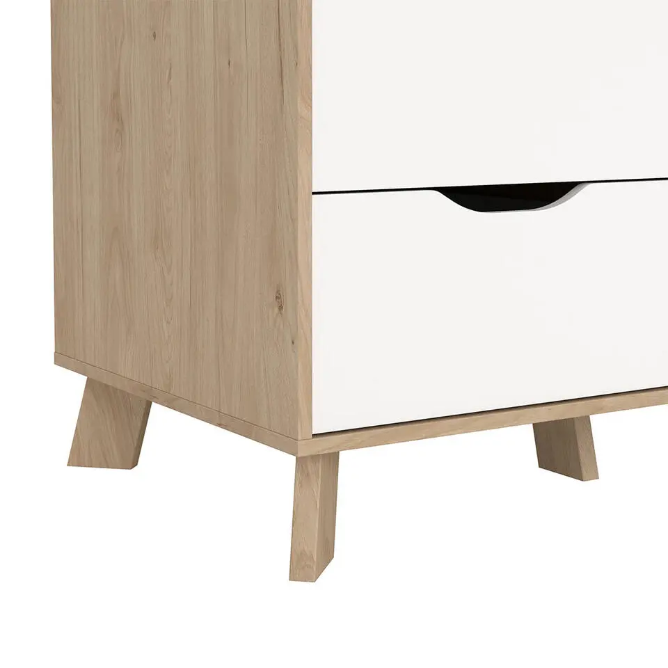 Hioshop Ikast kledingkast 201x148x58cm- 2 deuren- 1 spiegeldeur- 2 lades eiken