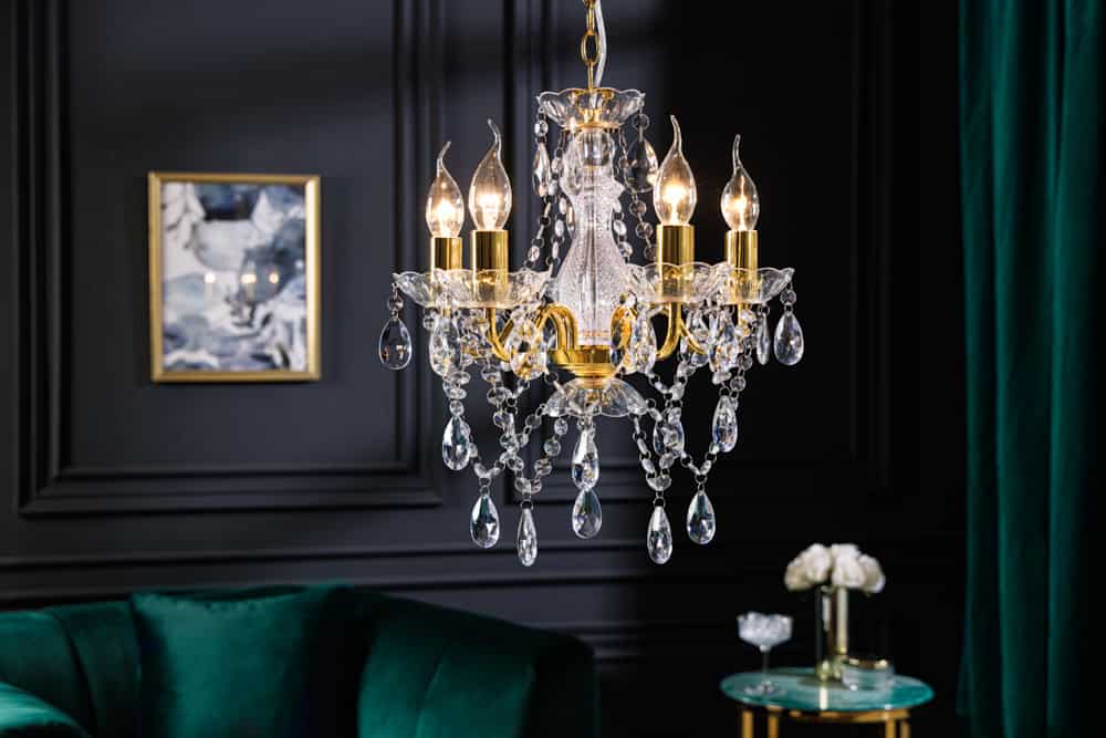 Design Kronleuchter DIAMONDS S 40cm gold Acryl 5-armig Barock Design
