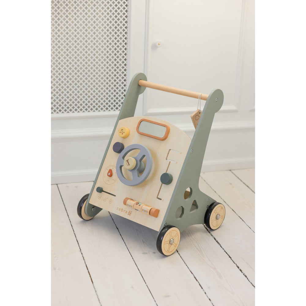 Køb Sebra Wooden Aktivitets Gåvogn Car